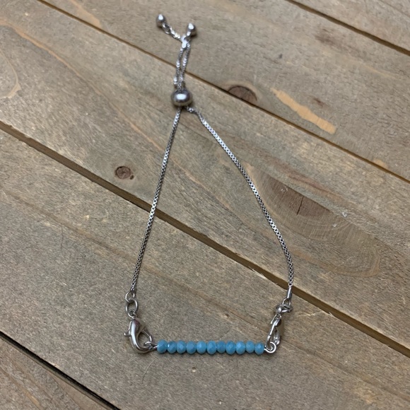 handmade Jewelry - Handmade Silver & Blue Adjustable Bracelet